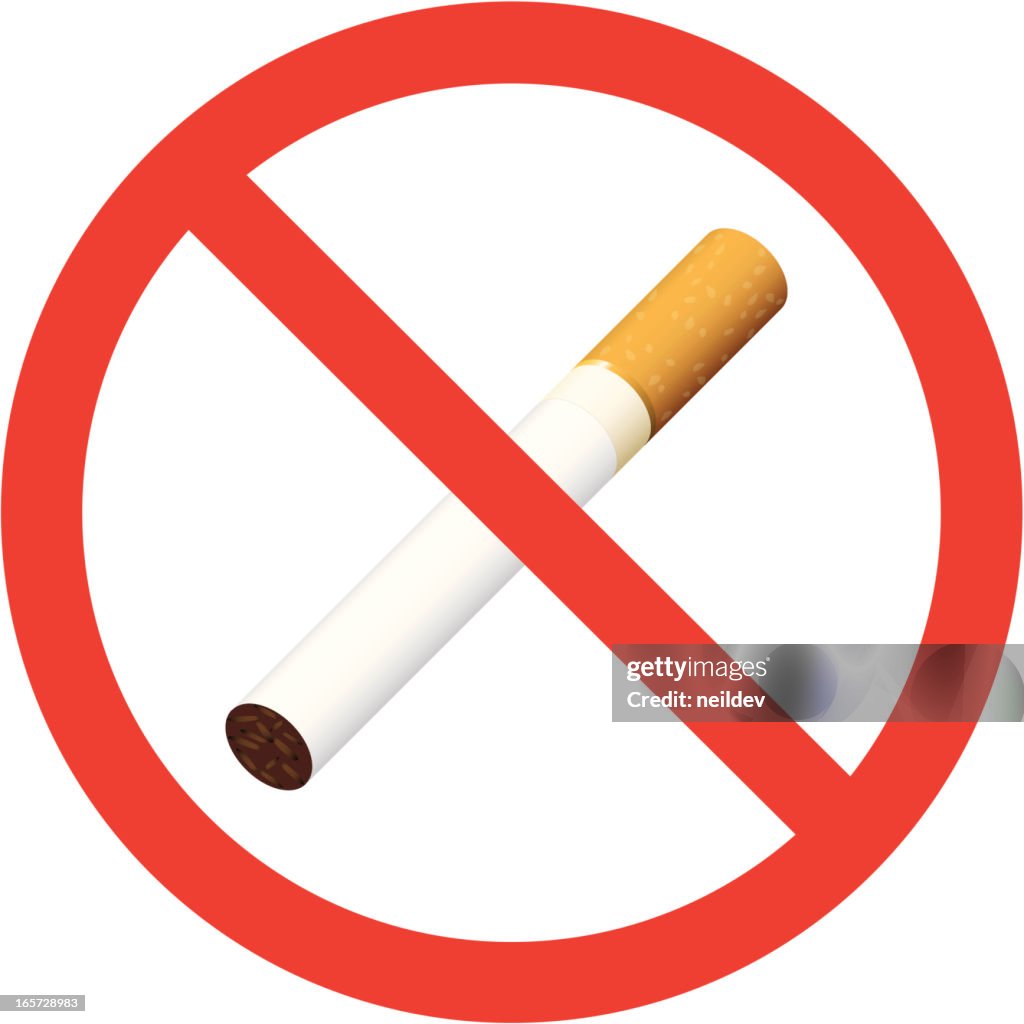 No Smoking Sign With Full Cigarette