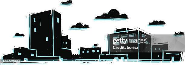 small city - utopia city stock illustrations