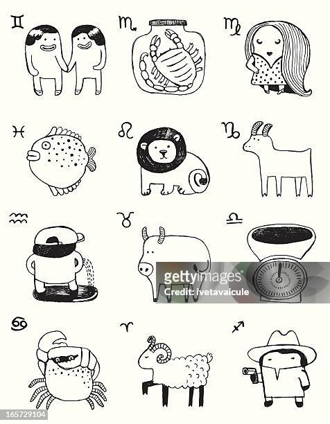 illustrations, cliparts, dessins animés et icônes de signes du zodiaque - farce