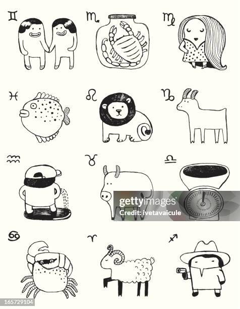 stockillustraties, clipart, cartoons en iconen met signs of the zodiac - astrologisch teken