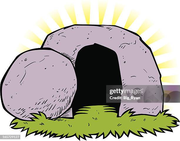 ilustraciones, imágenes clip art, dibujos animados e iconos de stock de tumba de pascua - empty tomb jesus