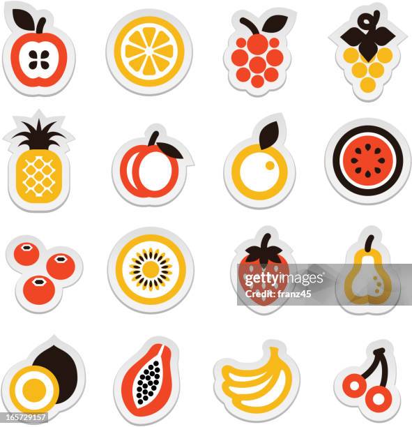 fruit icon sticker - yellow melon stock illustrations