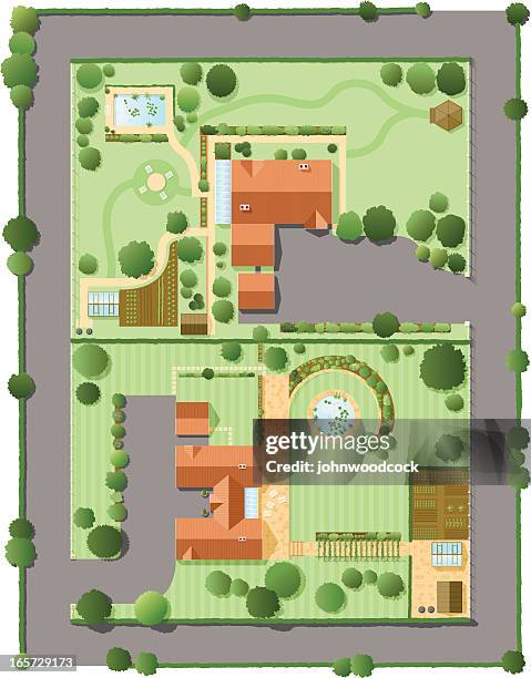smart neighbourhood - architectural elevation stock illustrations