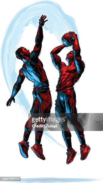 celscratch illustration: basketball swatting - basketball player stock illustrations