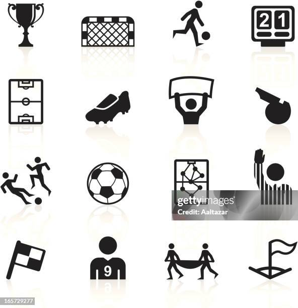 illustrazioni stock, clip art, cartoni animati e icone di tendenza di nero simboli-calciatore - placcare