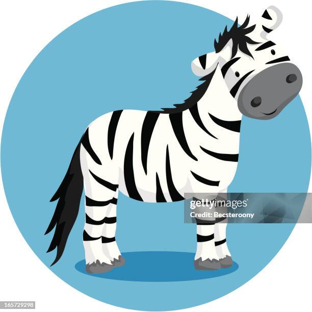 vector illustration of cute zebra - zoo animals black and white clip art stock illustrations