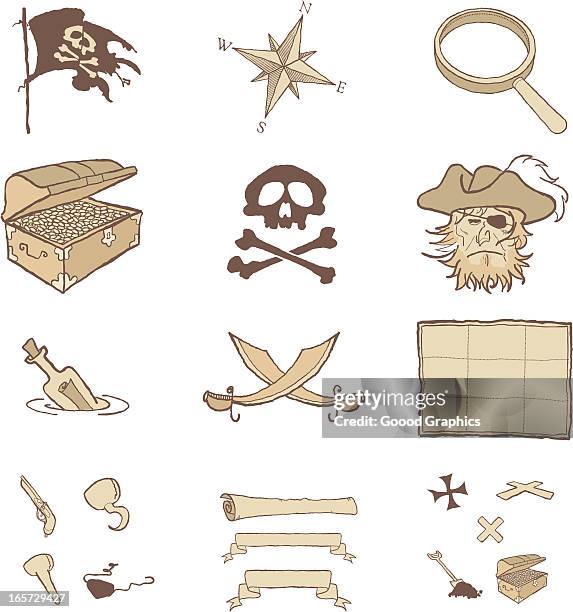 pirate-symbole - fantasiewelt stock-grafiken, -clipart, -cartoons und -symbole