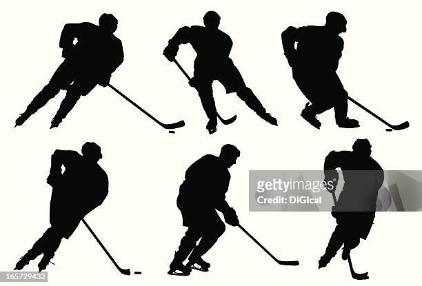hockey players - hockey skates stock illustrations