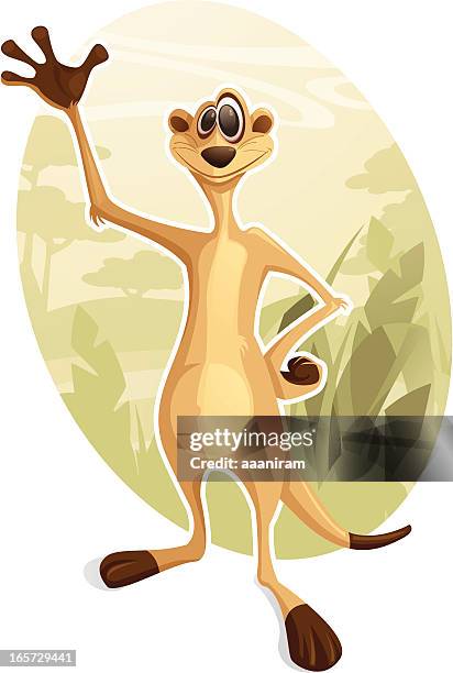 waving meerkat - meerkat stock illustrations