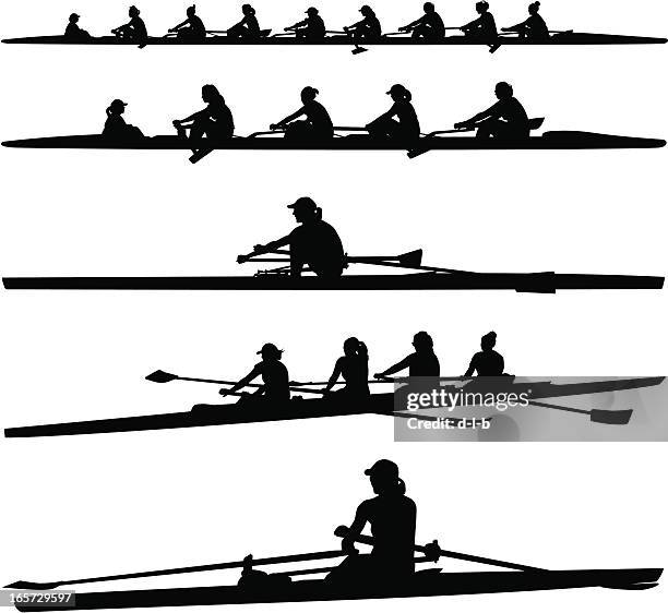 stockillustraties, clipart, cartoons en iconen met womens crew - sculling