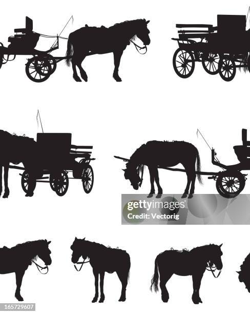 stockillustraties, clipart, cartoons en iconen met horse and carriage - horse cart