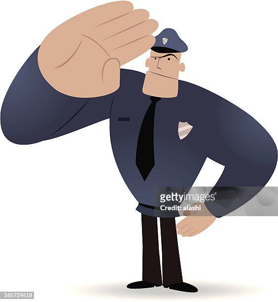 strong policeman saluting - saluting icon stock illustrations