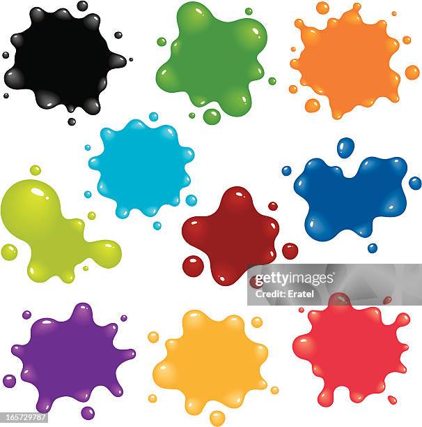 stockillustraties, clipart, cartoons en iconen met a variety of colored blobs on a white page - slime