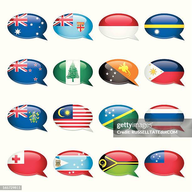 australasia-speech bubble flags - vanuatu stock illustrations