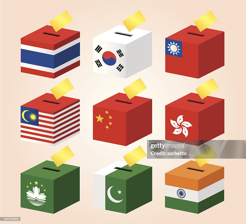 Voting Boxes with National Flag
