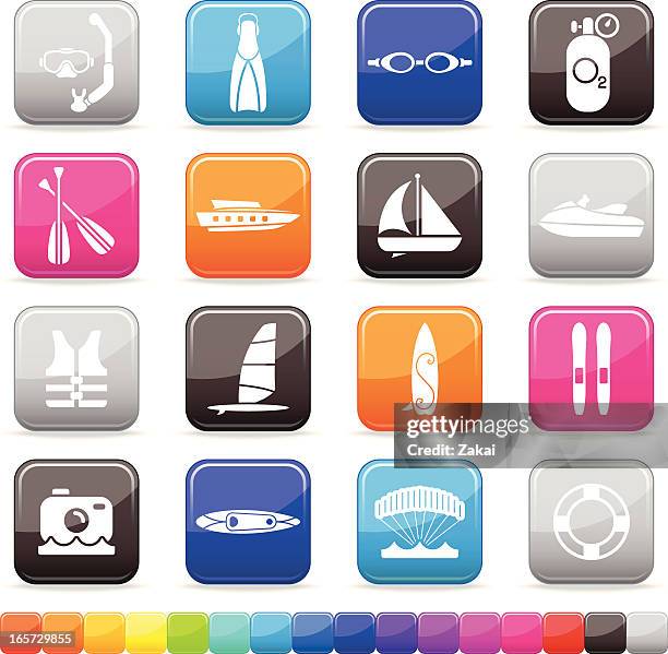 wassersportausrüstung/seidig series - windsurfbrett stock-grafiken, -clipart, -cartoons und -symbole