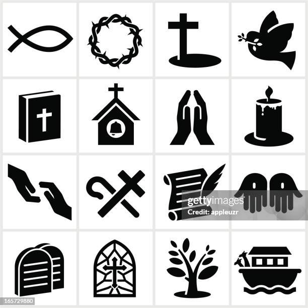ilustrações de stock, clip art, desenhos animados e ícones de ícones do cristianismo preto - cristão