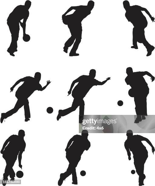 men bowling - man throwing stock illustrations