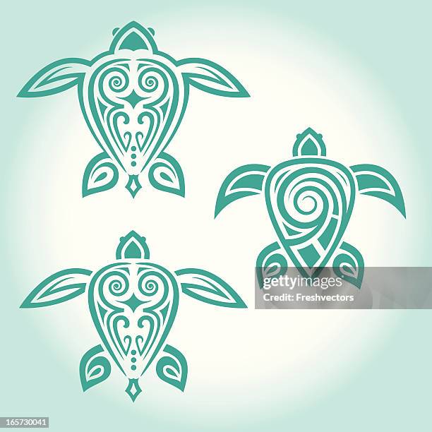 tribal turtle tattoos - tribal tattoos stock illustrations