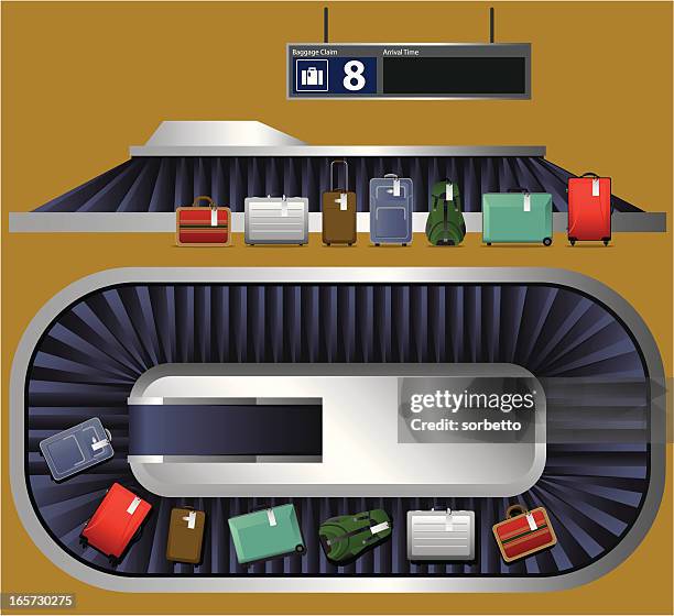 conveyor belt - carousel stock illustrations