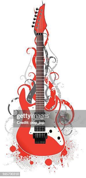 red electric guitar - red electric guitar stock illustrations