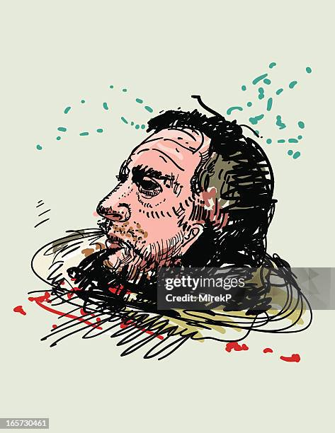 head of st. john on a plate - john the baptist stock illustrations