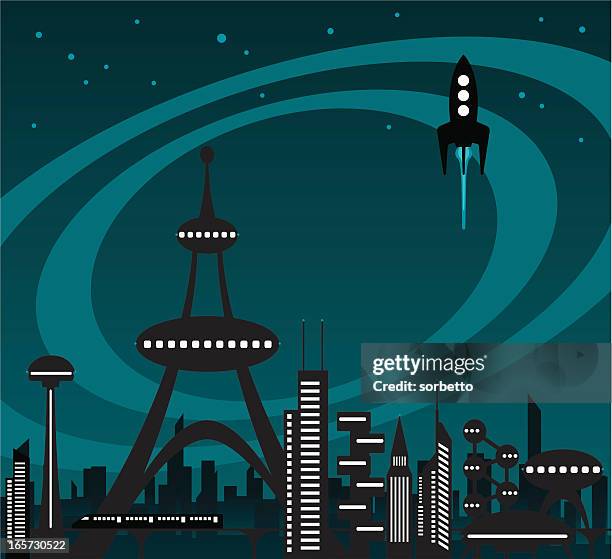 the future city skyline - futuristic city stock illustrations