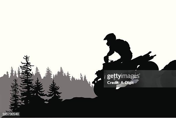 quad motors vector silhouette - quadbike stock illustrations