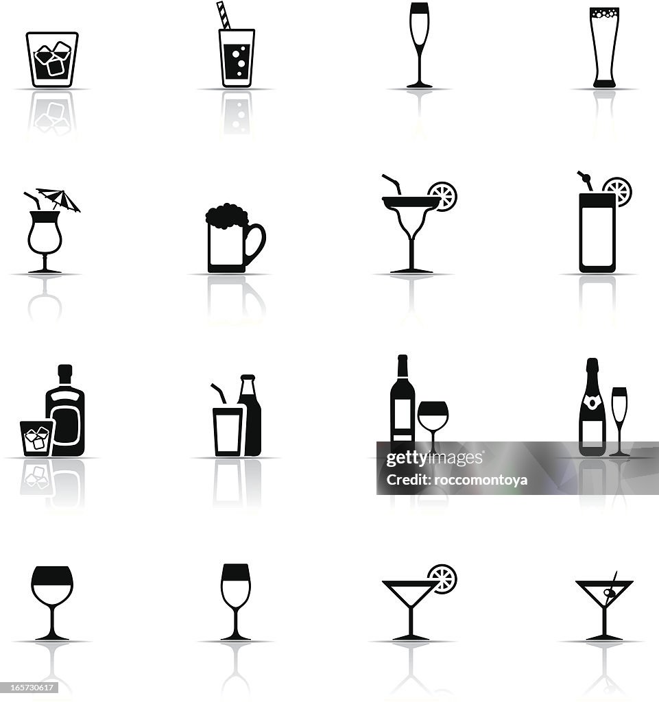 Icon Set, drinks and glasses