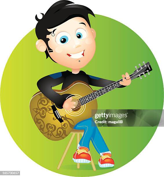 guitar player - piercing stock illustrations