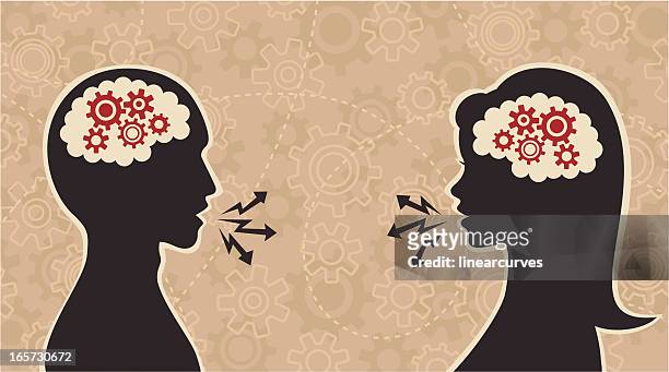 communication, man and woman - chat profil stock illustrations