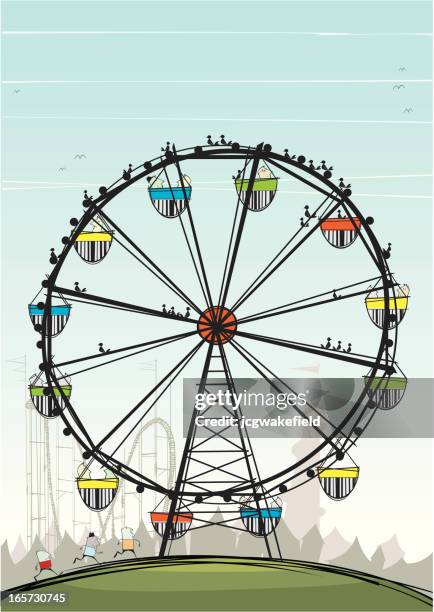 ferris wheel - amusement park slide stock illustrations