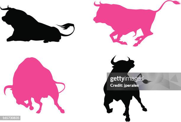 four bulls - bull fighting stock illustrations