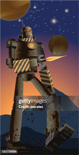 giant robot - machine gun stock illustrations