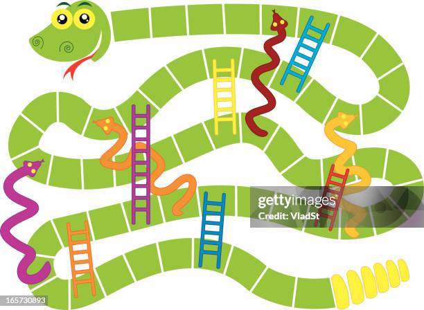 snakes and ladders-board game - schlange kriechtier stock-grafiken, -clipart, -cartoons und -symbole