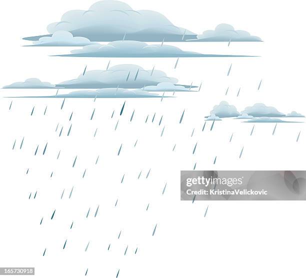 drawing of rain and rain clouds on a white background - rain stock illustrations