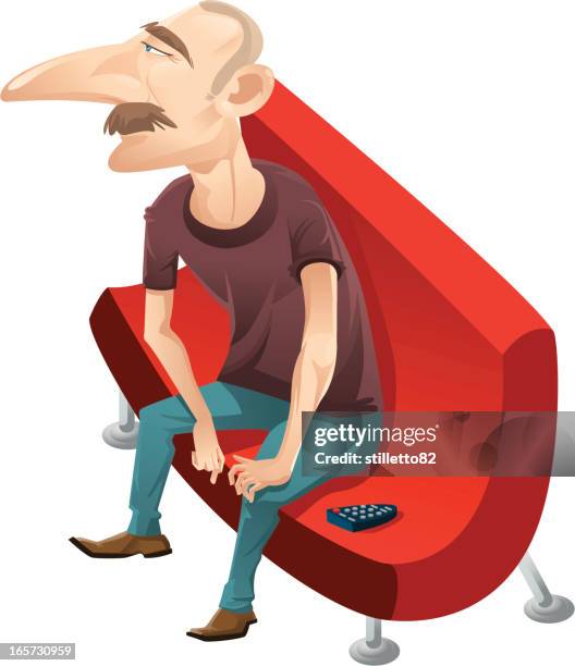 man on sofa - man remote control stock illustrations