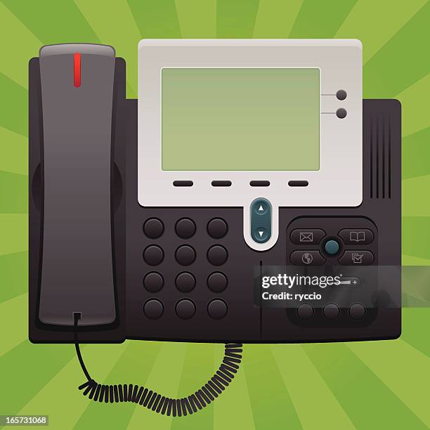 ilustrações de stock, clip art, desenhos animados e ícones de escritório telefone fixo, plana - telefone fixo