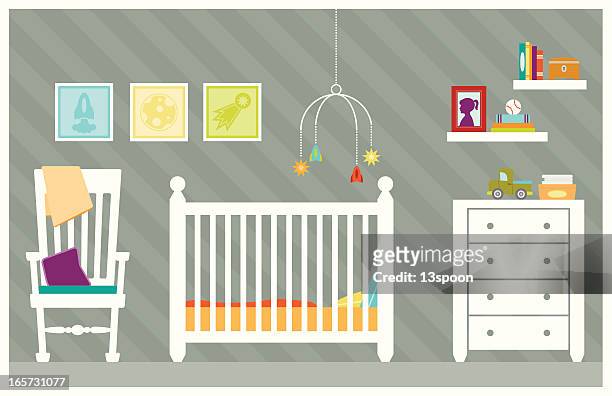 baby boy room - toy truck stock illustrations