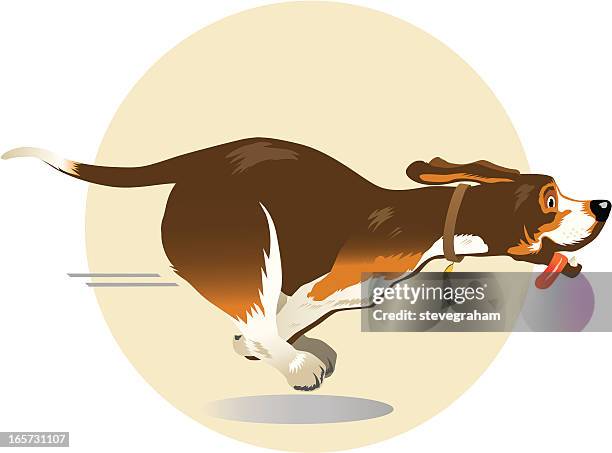 running brown dog - cartoon dog stock illustrations