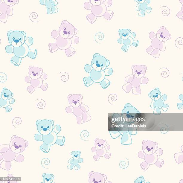 seamless pattern - teddy bears - teddy bear stock illustrations