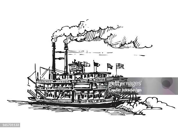 paddleboat - steamer stock illustrations