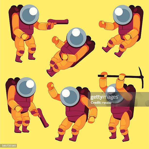 vector astronaut, optimized for animation - man standing profile stock illustrations