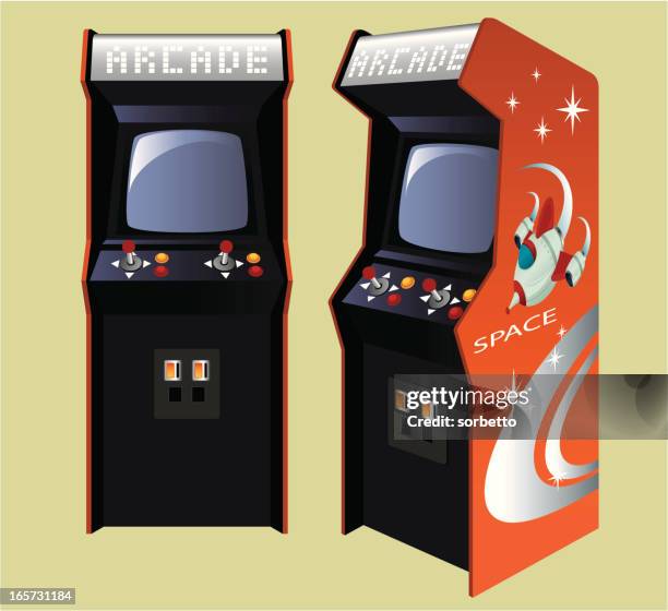 ilustraciones, imágenes clip art, dibujos animados e iconos de stock de máquina de videojuegos - amusement arcade