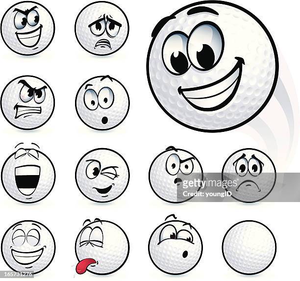golf ball smileys - cartoon smile stock illustrations
