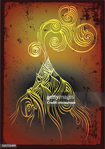 smoking volcano - volcano eruption stock illustrations