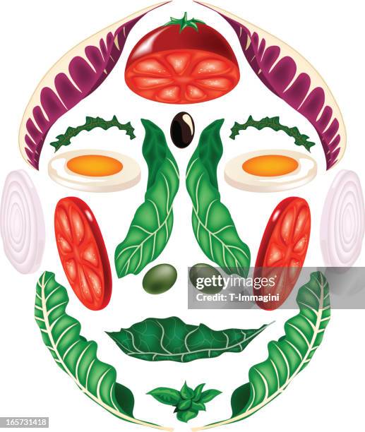 vegs face - buddha face stock illustrations