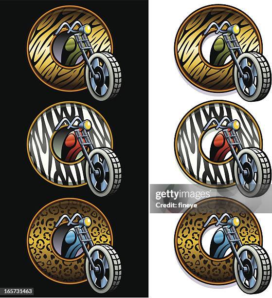 safari chopper icons - tiger fur stock illustrations