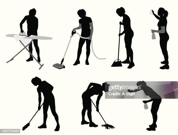 stockillustraties, clipart, cartoons en iconen met push pull spray vector silhouette - vegen