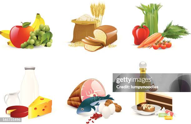 illustrazioni stock, clip art, cartoni animati e icone di tendenza di gruppi di alimenti - riso cereale